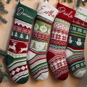 Embroidered Wool Christmas Stocking: Family Holiday Decor image 4