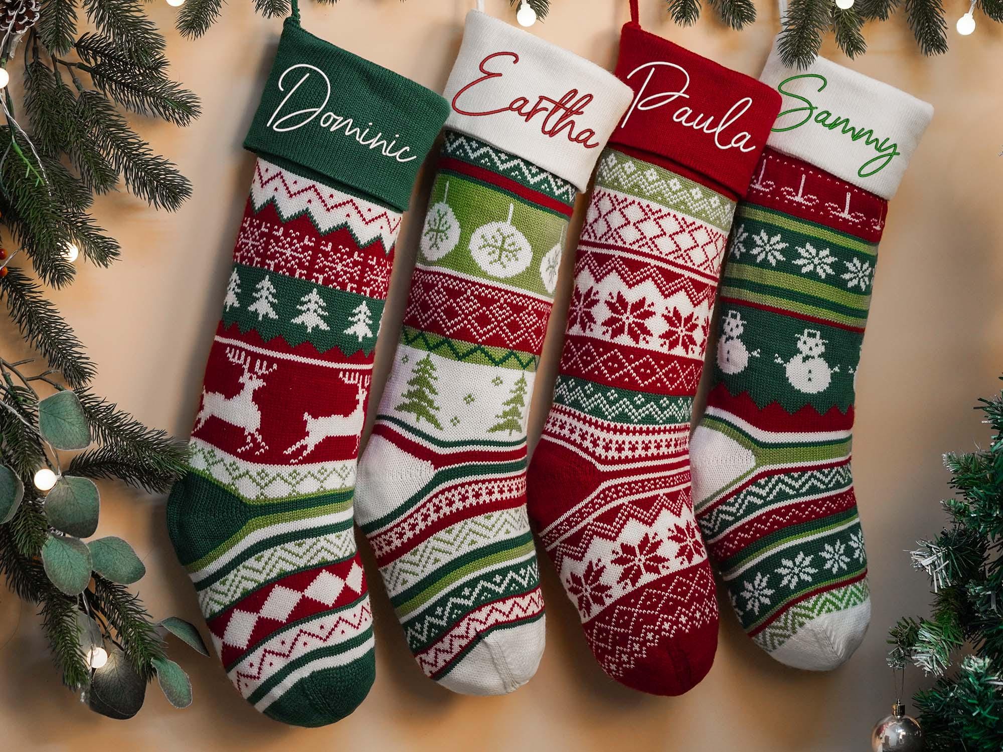 Embroidered Family Holiday Stockings,Christmas Stocking,2024 Christmas Knit Stocking,Christmas Décor,Christmas gift for family,holiday decor