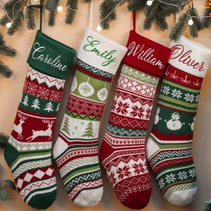 Embroidered Wool Christmas Stocking: Family Holiday Decor image 2