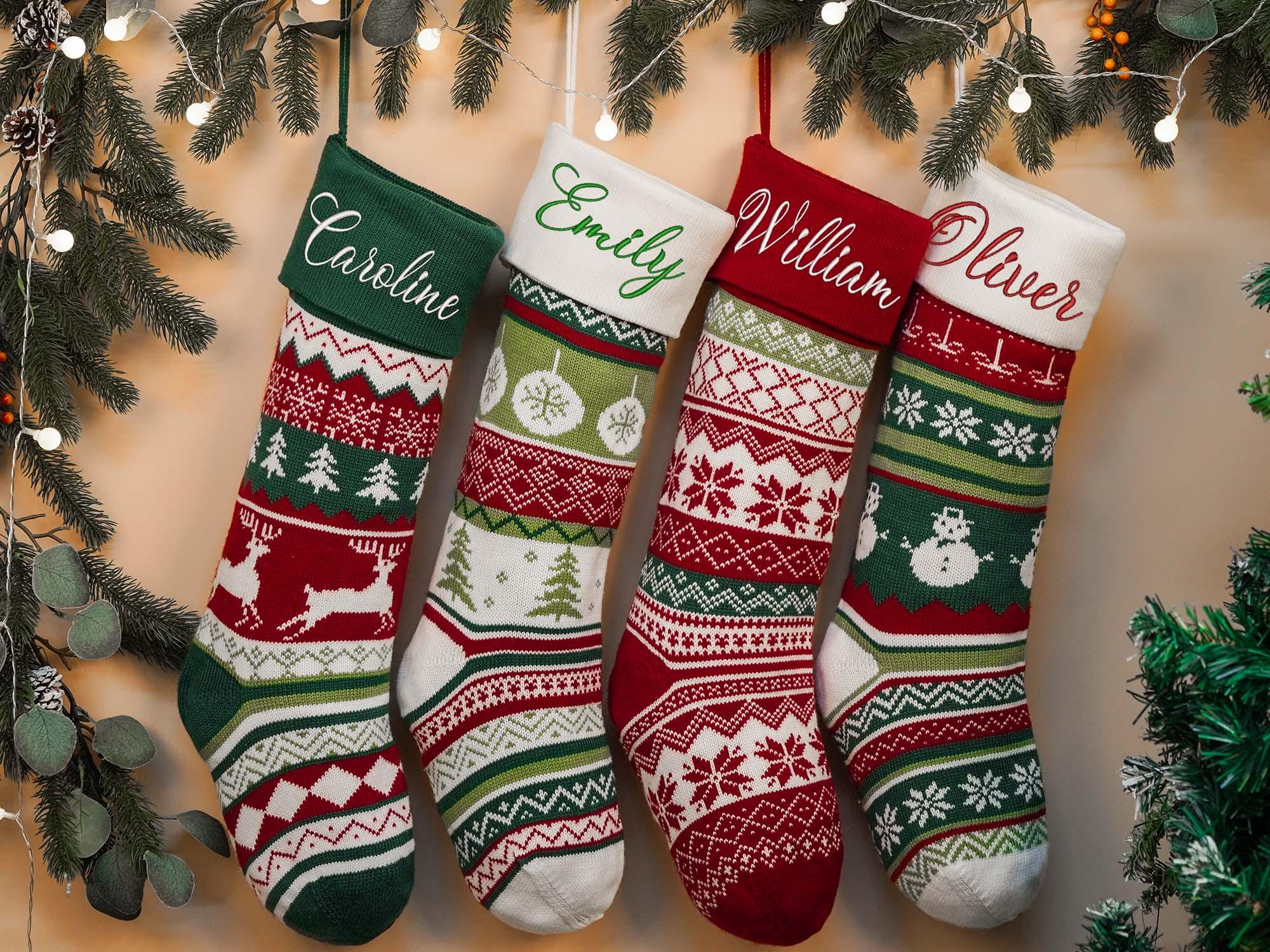 Embroidered Family Holiday Stockings,Christmas Stocking,2024 Christmas Knit Stocking,Christmas Décor,Christmas gift for family,holiday decor