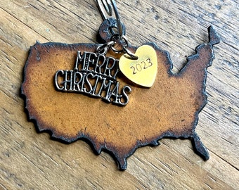 2024 USA Christmas Ornament United States of America Patriotic Gift for Military Family Personalized Gifts Vacation Souvenir Ornament SMALL