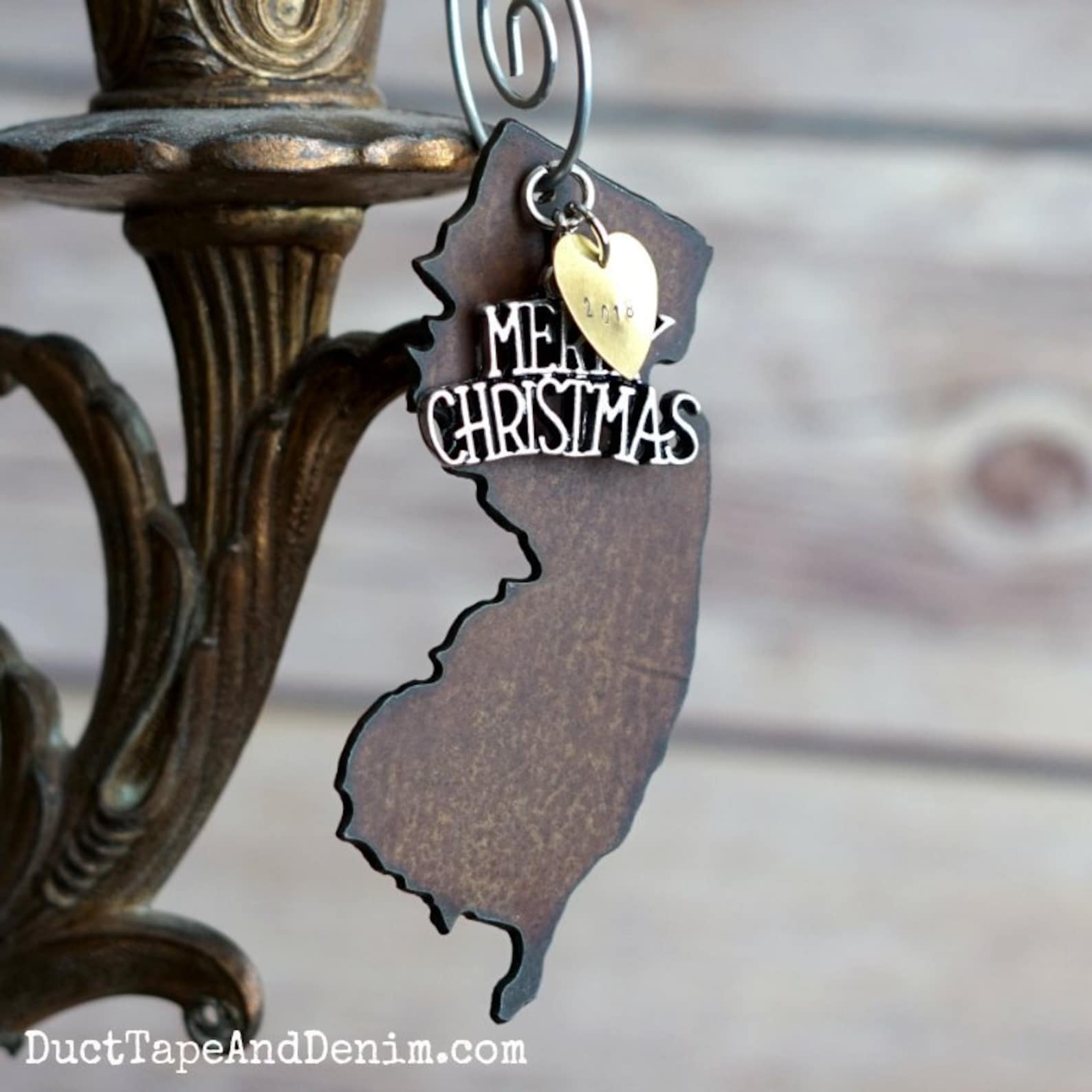 NEW JERSEY Christmas Ornament MEDIUM 3 / Rustic Metal Etsy