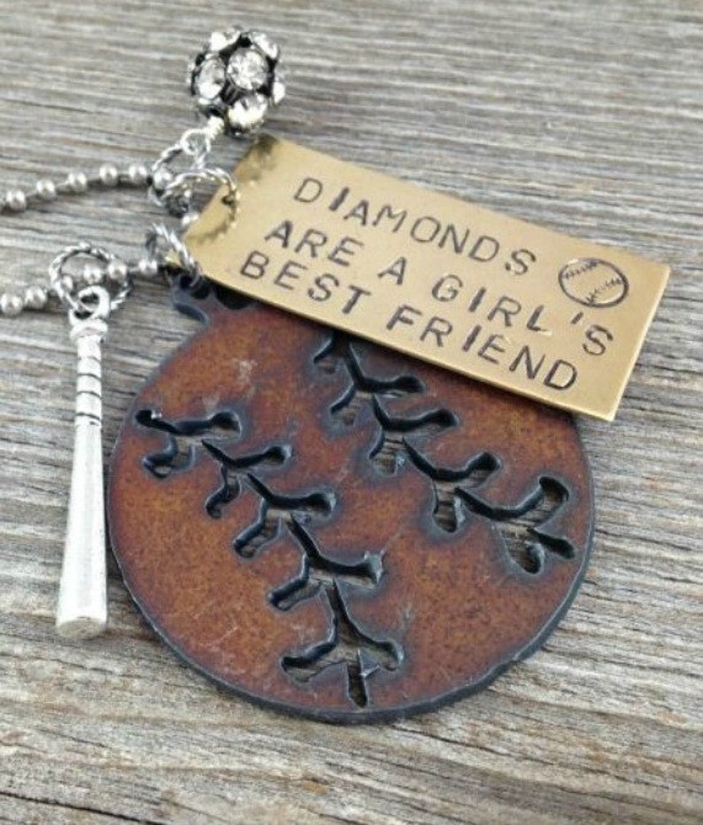 Diamonds are a Girls Best Friend Baseball Necklace or Softball Etsy