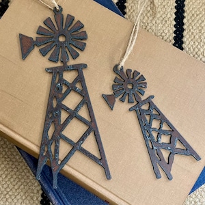 Windmill Christmas Ornament Rustic Decor Mini Windmill Ornament for Farmhouse Holiday Decor, Farm Tiered Tray Decor Western Decor - 2 Sizes