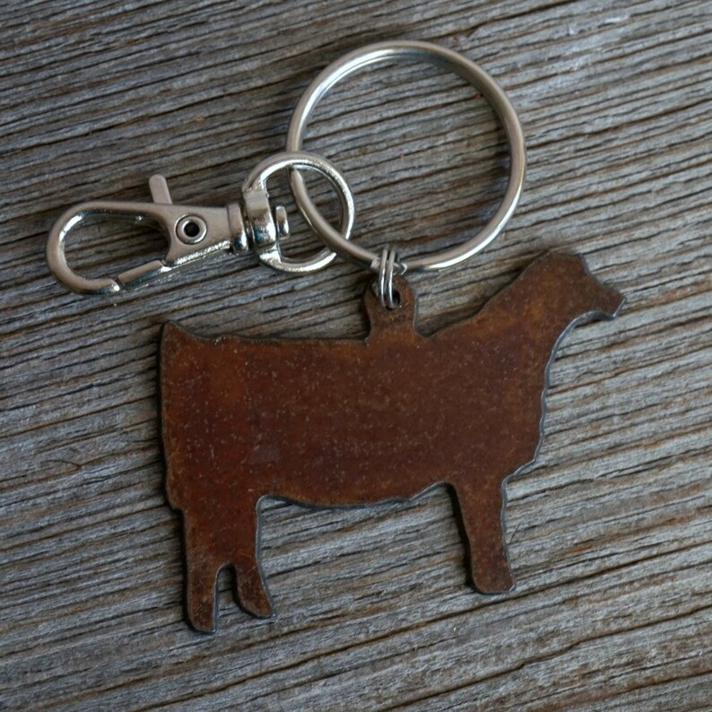Rustic Metal Cow Keychain / Heifer Keyring / Cattle Key Chain Etsy