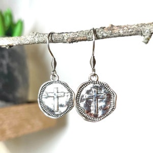 Silver CROSS EARRINGS Easter Earrings Mother's Day Gift for Mom Baptism Gift Confirmation Gift Religious Jewelry Christian Jewelry image 4
