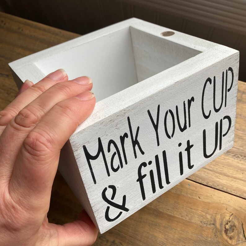 Solo Cup Holder, Wooden Cup Dispenser, Mark Your Cup & Fill It Up, Farmhouse Kitchen Decor, Party Organizer Glasses Plastic Cups Wood Drinks image 3