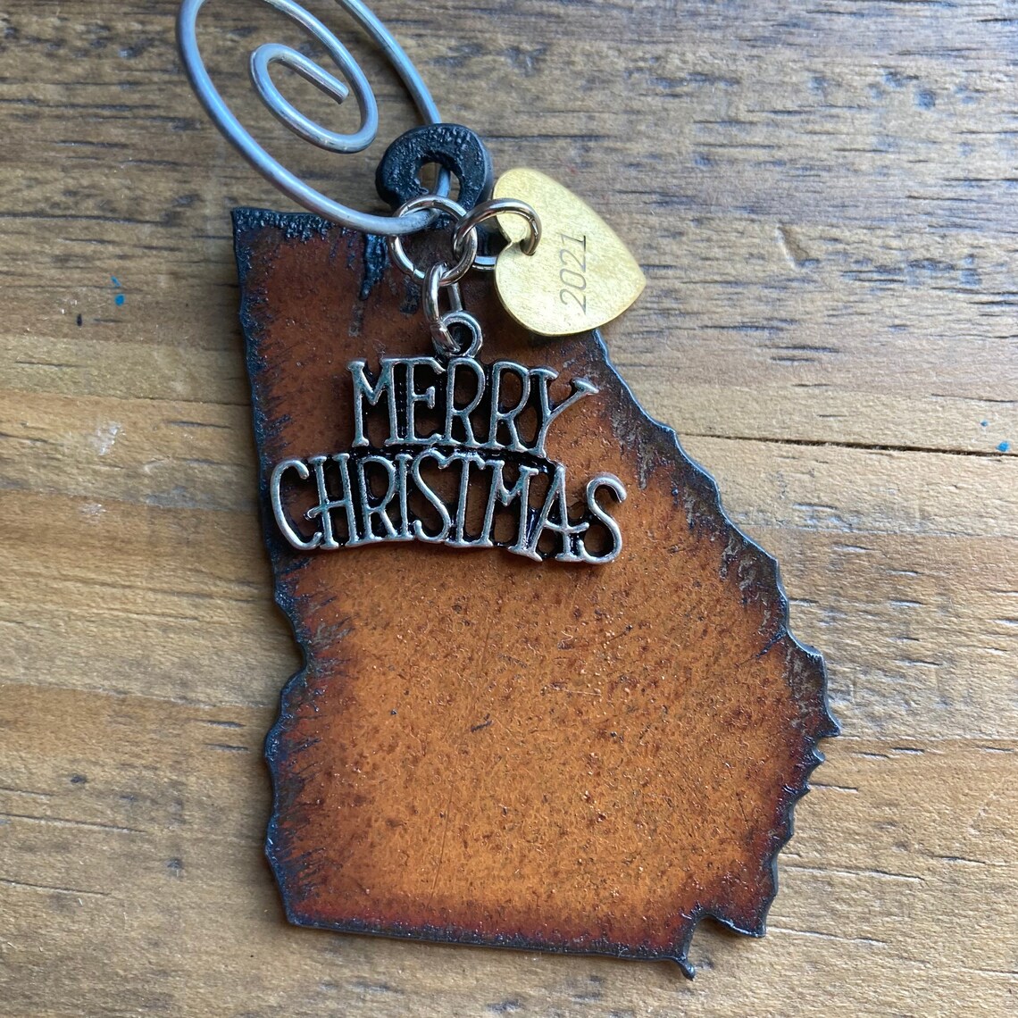 Christmas Ornament SMALL 2 Rustic Metal Hand Etsy