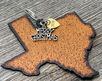 2024 TEXAS Christmas Ornament Texas Souvenir Texas Gift Texas Christmas Ornament for Texans Wedding UT University Rustic Farm Metal LARGE