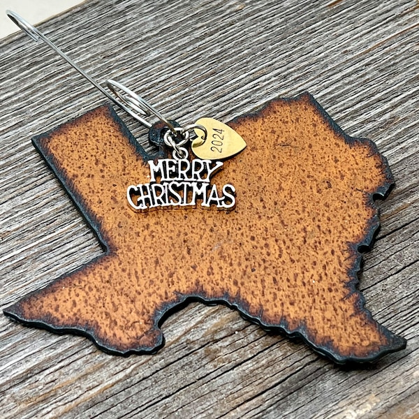 2024 TEXAS Christmas Ornament Texas Souvenir Texas Gift Texas Christmas Ornament for Texans Wedding UT University Rustic Farm Metal LARGE