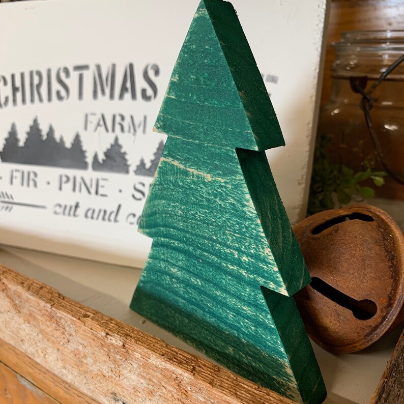 Wooden Christmas Tree Shape for Tiered Tray Decor / Green Wood Etsy