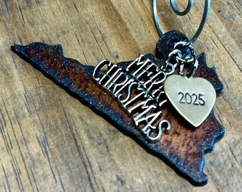 VIRGINIA Christmas Ornament, Dated Personalized Custom Souvenir Gift, SMALL
