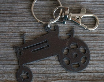 Rustic Metal Tractor Keychain, Farm Key Chain, Tractor Keyring, Farming Gift for Dad