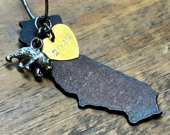CALIFORNIA Christmas Ornament, Dated Personalized Custom Souvenir State Gift, SMALL