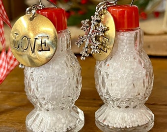 Salt Shaker Christmas Ornament Salt of the Earth HOPE JOY Ornament Vintage Flea Market Style Repurposed Upcycled Holiday Decorations