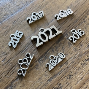 ADD ON - Year Charms, Choose This Option to Add an Extra Date Charm to Ornament or Necklace, Dated 2022 2021 2020 2019 2018 2017 2016 2015