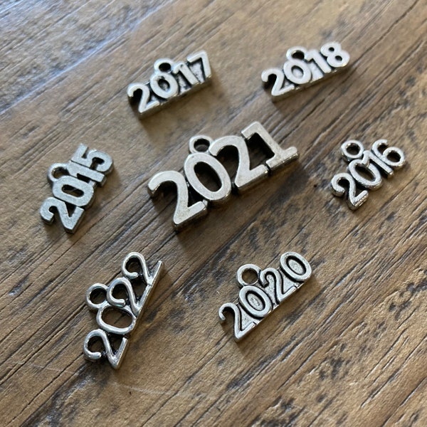 ADD ON - Year Charms, Choose This Option to Add an Extra Date Charm to Ornament or Necklace, Dated 2022 2021 2020 2019 2018 2017 2016 2015