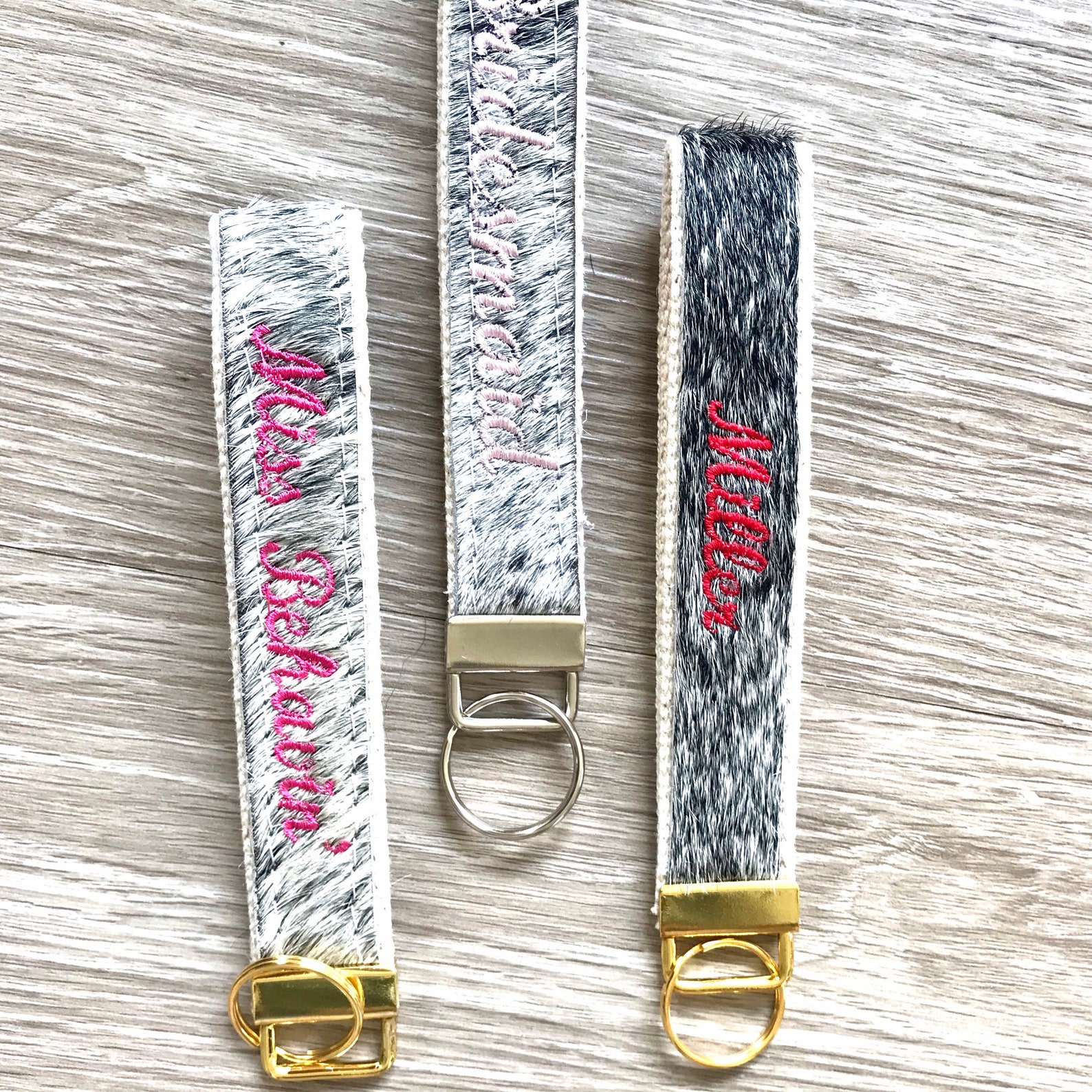 Personalized Cowhide Leather Keychain Etsy