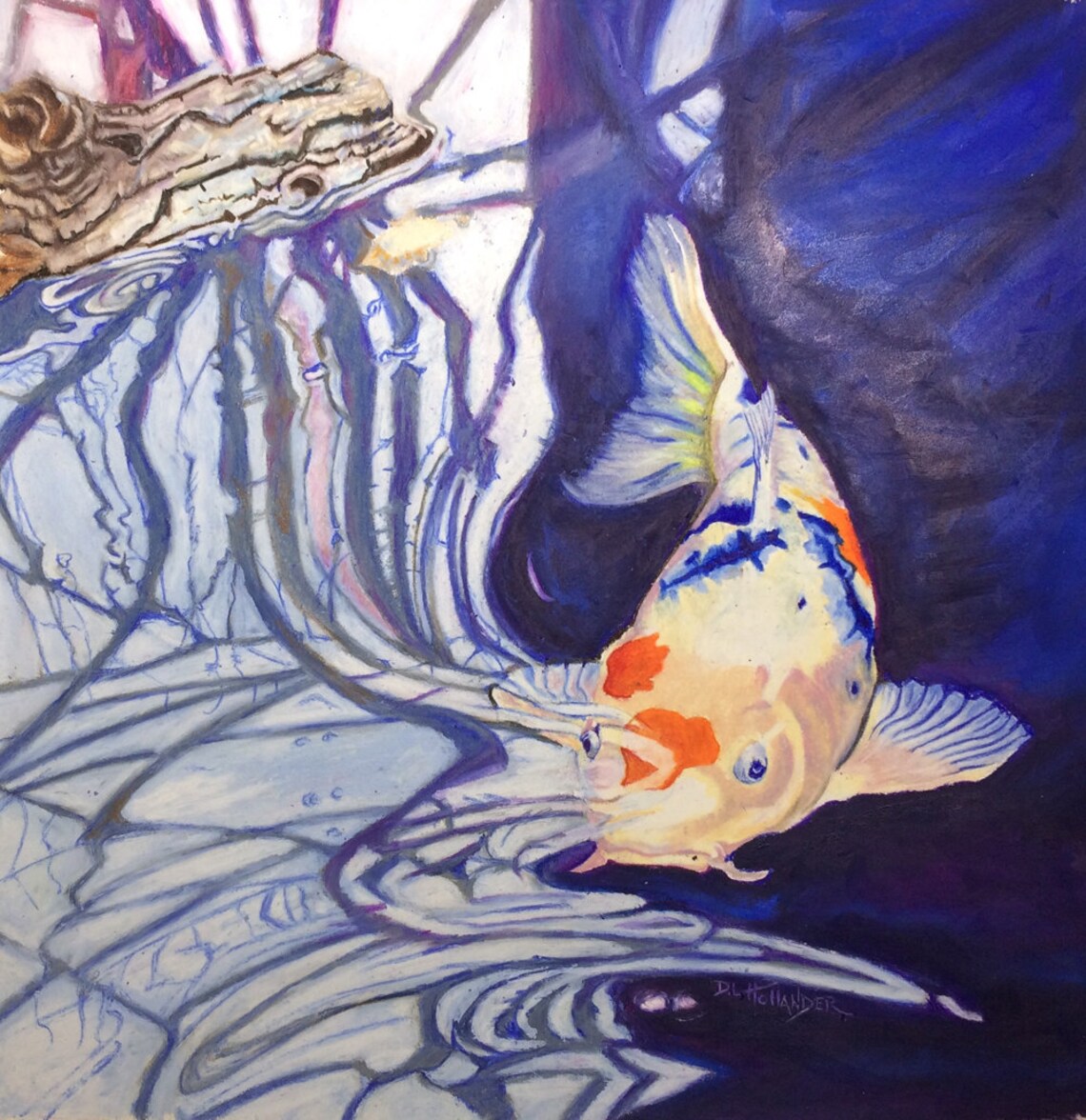 Koi Fish Colored Pencil Drawing Fine Art Etsy