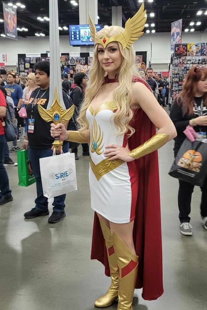 she ra dress up She Ra Cosplay Costume Power Princess She Ra Cosplay Dress With Red Cloak White Dress Uniform Set