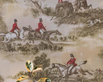 Hunting Scenes Wallpaper – Vintage Equestrian Sporting Design with Riders, Horses, Hounds and Classic English Countryside Wall Mural