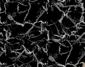 Marble Black Wallpaper – Dramatic Veined Marble Pattern in Deep Black with Subtle White and Gold Veining for Serene Luxurious Depth