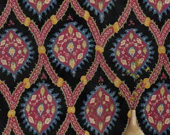 Ottoman Panel Anthracite Wallpaper by MindtheGap – Luxurious Oriental Wallcovering with Geometric Motifs in Red, Gold, and Black