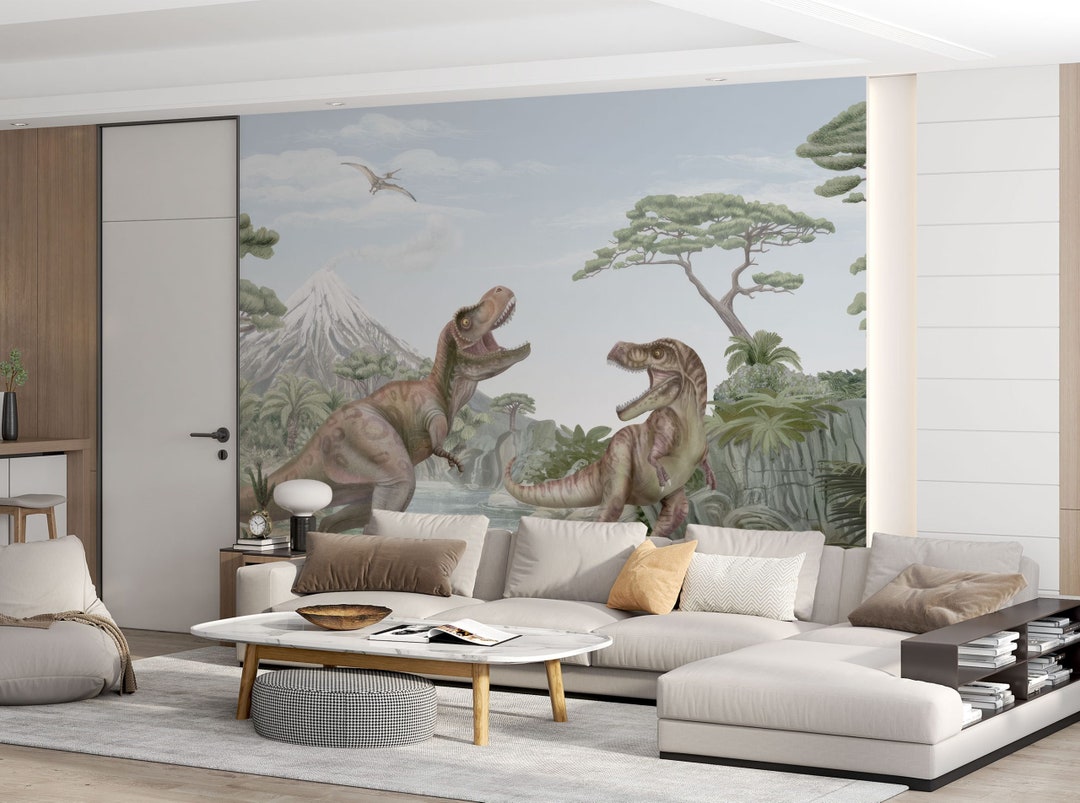 Dinosaur Mural Wallpaper | T-Rex Forest Adventure