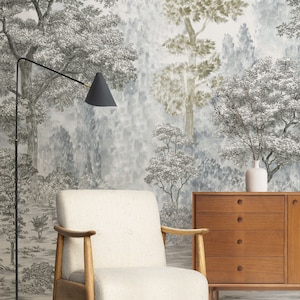 Rising Roots Forest Trees Wallpaper, Large Tree Mural, Tropical Botanical Decor, Peel & Stick, Eco-Friendly Wall Covering for Nature Lovers