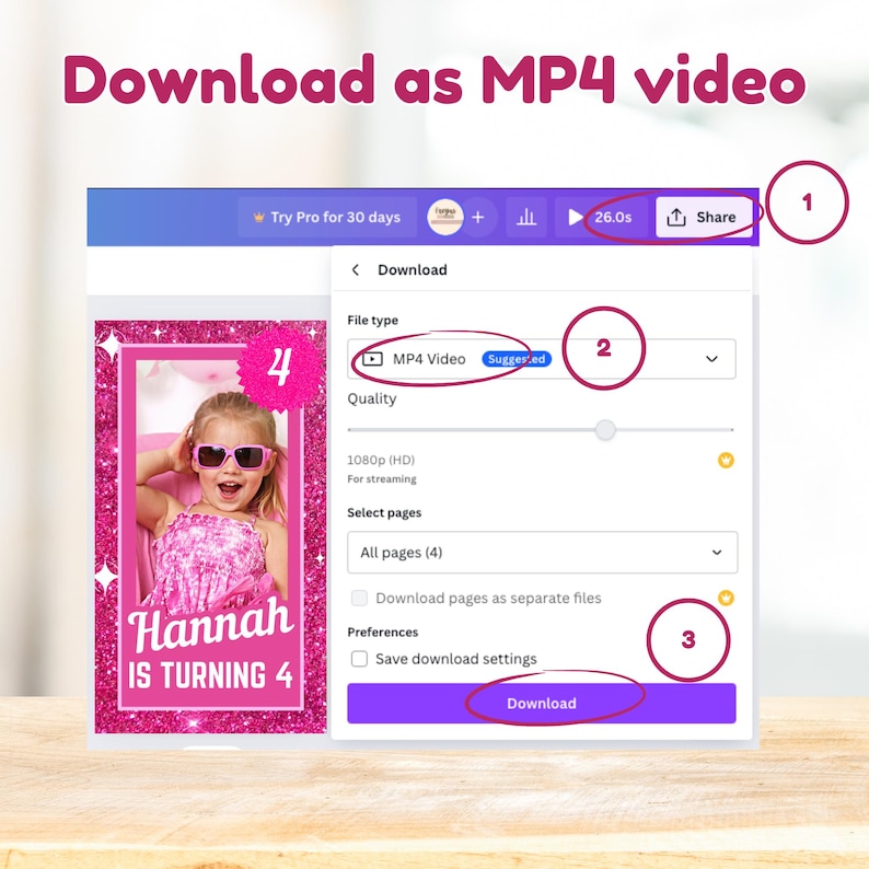 Fashion Doll Invite Birthday Video, Pink Doll Birthday Video Invitation, Pink Sparkle Animated Invite, Doll Theme Party, Pink Glitter Invite - Download as Mp4 video