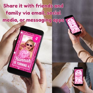 Fashion Doll Invite Birthday Video, Pink Doll Birthday Video Invitation, Pink Sparkle Animated Invite, Doll Theme Party, Pink Glitter Invite - Share it with friends and family via email, social media or messaging apps