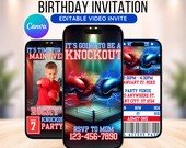 Editable Boxing Birthday Video Invitation Template, Boxing Birthday Party Animated Invite, Invitation For Boys, Downloadable Invite Template
