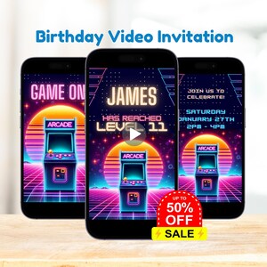 Arcade Birthday Invitation, Arcade Party Invitation, Video Game Party, Gaming Party Invite, Video Game Invitation, Gaming Birthday Invitatio