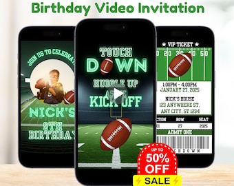 Football Invitation, Football Birthday Party Invitation, Boys Birthday Invite, Animated Invite, Video Invitation, Editable Canva Template