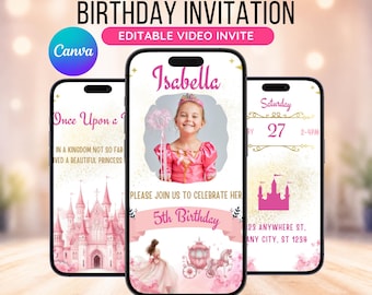 Princess Invitation, Princess Birthday Invitation, Royal Birthday Invitation Girl Birthday Invite, Animated Invite Birthday Video Invitation
