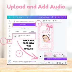 Pink Coquette Bow, Coquette Invitation, Coquette Birthday, Bow Invite First Birthday, Girl 1st Birthday, Animated Birthday, Video Invitation - Change font, size and color, add photo, edit text and upload audio
