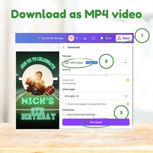 Football Invitation, Football Birthday Party Invitation, Boys Birthday Invite, Animated Invite, Video Invitation, Editable Canva Template - Download as Mp4 video