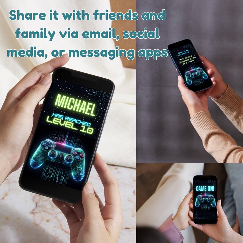 Editable Video Game Birthday Invitation, Gaming Invitation, Video Game Invitation, Kids Invitation, Video Invitation, Animated Invite, Canva - Share it with friends and family via email, social media or messaging apps