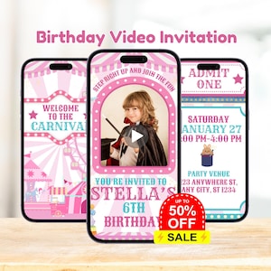 Circus Birthday Invitation, Circus Party Invitation, Carnival Invite, Carnival Birthday, Girl Birthday, Animated Invite, Video Invitation