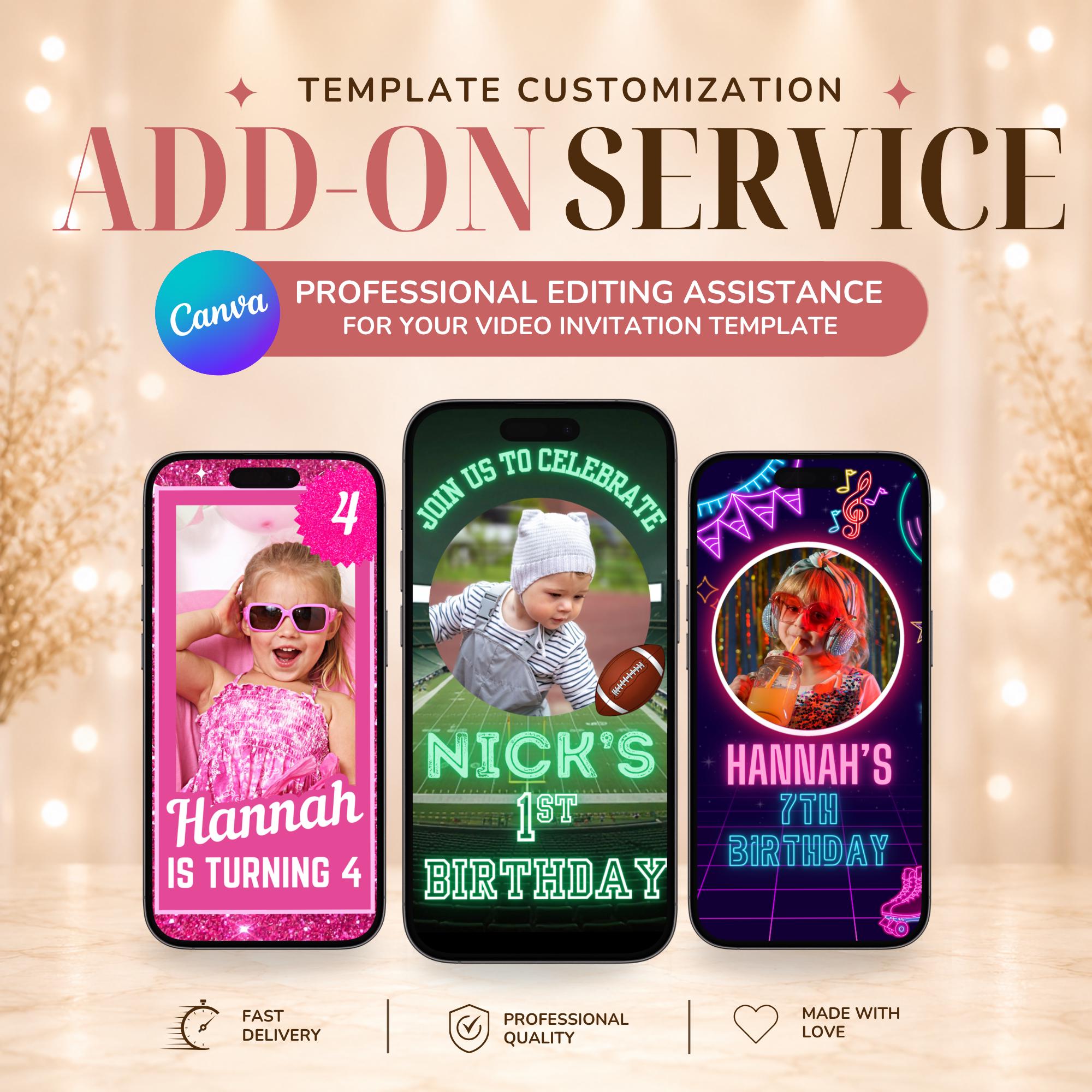 Add-on Template Customization Service for Video Invitation Template - Etsy