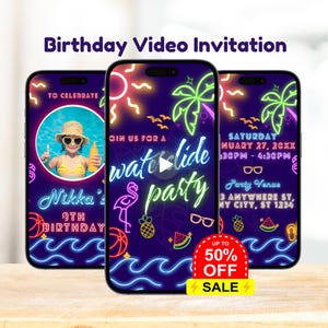 Editable Water Slide Party Invite, Summer Pool Party, Splish Splash Invitation, Kids Birthday Party, Animated Invite, Downloadable Invite