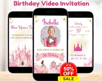Princess Birthday Video Invitation, Custom Princess Animated Invite, Princess Birthday Party Invite, Royal Princess Birthday Canva Template
