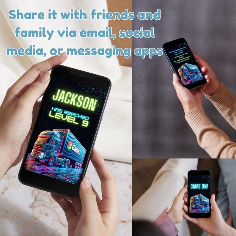 Editable Video Game Truck Birthday Party Invitation, Video Game Animated Invite, Boy Gaming Invitation, Video Game Invitation Canva Template - Share it with friends and family via email, social media or messaging apps