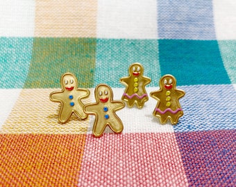 gingerbread men earring studs, choose from man or woman or both!