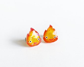 calcifer stud earrings.