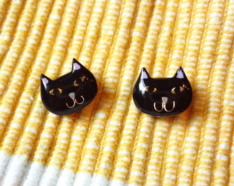 malibu the black cat resin earrings