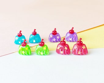 aspic jelly earrings, ocean soda, melon soda, grape or strawberry jelly sparkle resin earring studs!