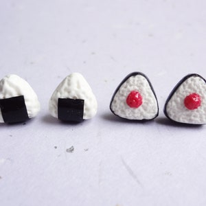 onigiri earrings. japanese rice balls, choose from shio or umeboshi