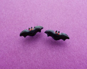 spooky cute tiny bats earrings. spoopy earrings, stainless steel posts OR clip ons