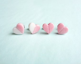 lovesick tablets, heart pills shape resin stud earrings. choose from pink or duo white pink studs earrings